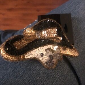 Elegant Gold and Black Sequin Hair Clip